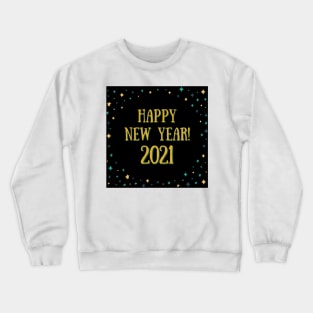 happy new year! 2021 holiday blue teal gold yellow stars pattern Crewneck Sweatshirt